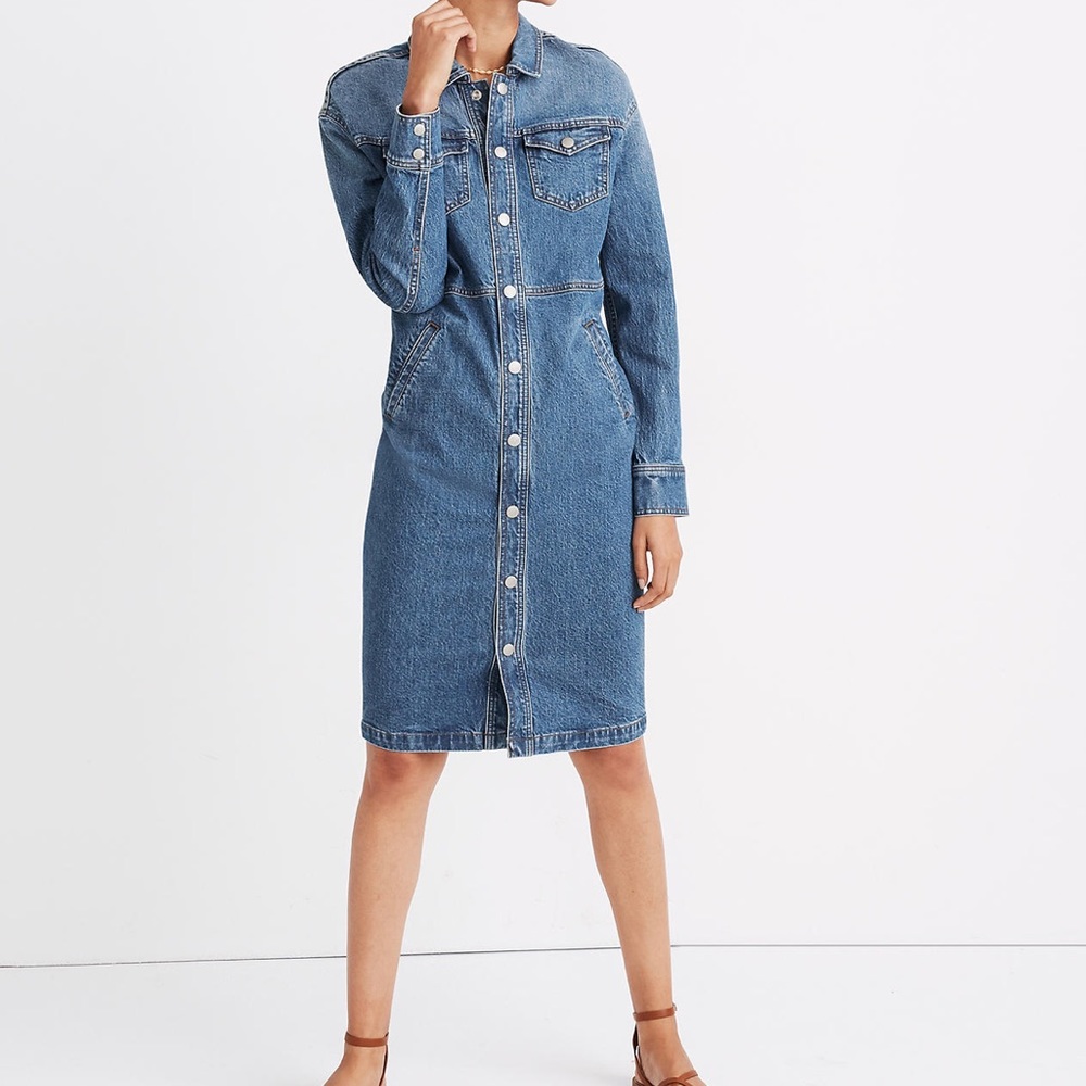 Denim Snap Shirtdress in Sturgiss Wash